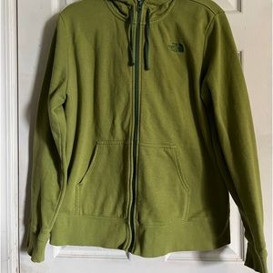 The north face zip up green hoodie